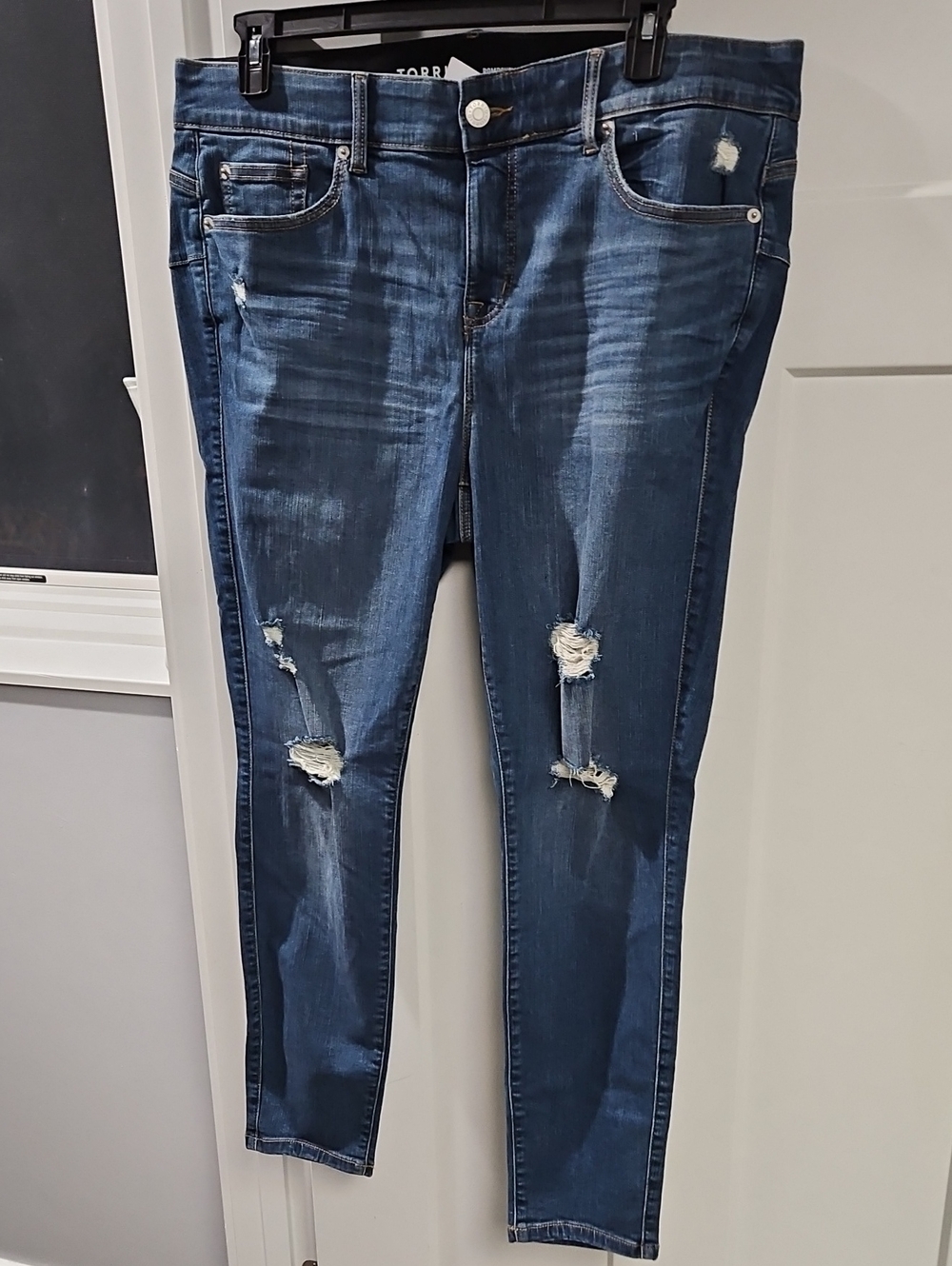 torrid Dark Blue Distressed Skinny Jeans
